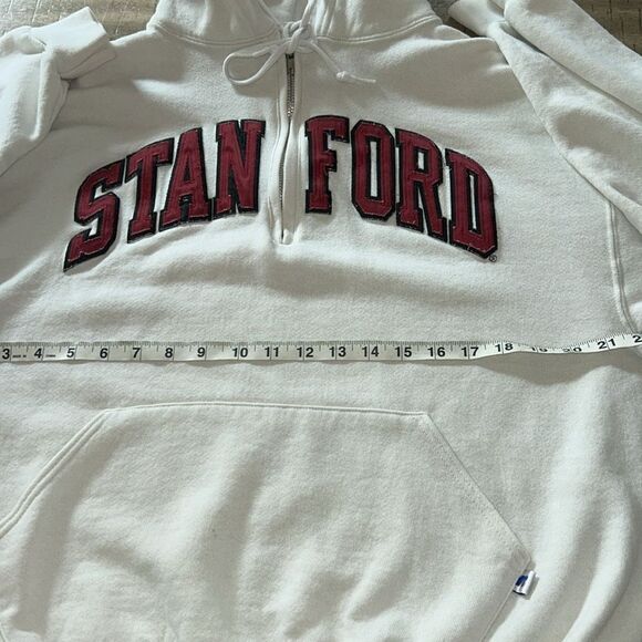 STANFORD🏫🌲HalfZip PullOverPatch HoodieKangaroo🦘Pockets The Wind of Freedom Blows - Picture 6 of 16